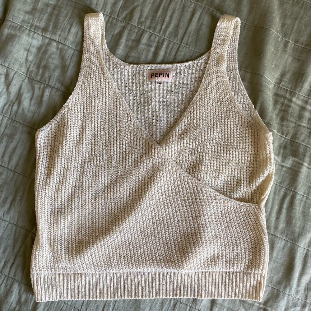 White Woven Wrap Tank Top